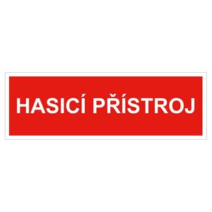 Hasicí přístroj text - bezpečnostní tabulka s dírkami, plast 2 mm 150x50 mm