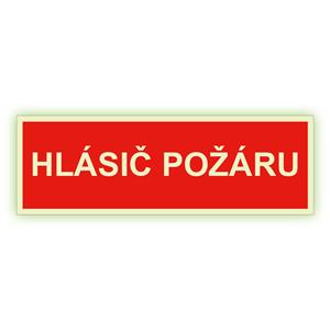 Hlásič požáru text - fotoluminiscenční tabulka, samolepka 150x50 mm