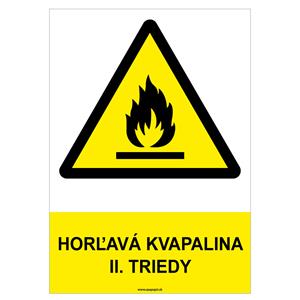 Horľavá kvapalina II. triedy - bezpečnostná tabuľka, plast 0,5 mm - A4