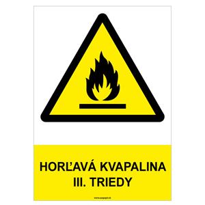 Horľavá kvapalina III. triedy - bezpečnostná tabuľka, plast 0,5 mm - A4