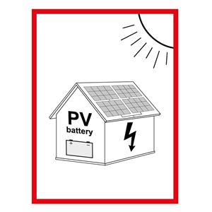 Instalacja fotowoltaicza z baterią - znak BHP, płyta PVC 2 mm 74 x 105 mm