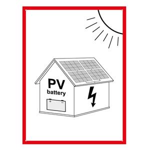 Instalacja fotowoltaicza z baterią - znak BHP, płyta PVC 2 mm z dziurkami 45 x 60 mm