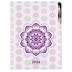 Kalendarz książkowy DESIGN dzienny A4 2026 polski - Mandala fioletowa