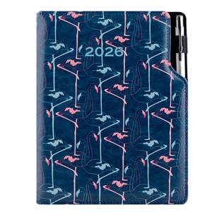 Kalendarz książkowy DESIGN dzienny A5 2026 polski - granatowy - Flamingo