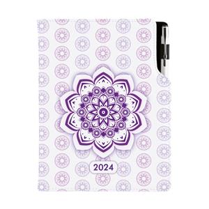 Kalendarz książkowy DESIGN dzienny B6 2024 polski - Mandala fioletowa