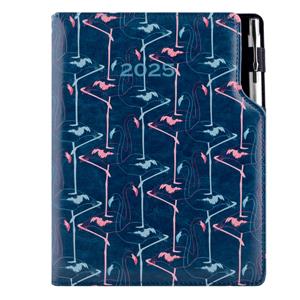 Kalendarz książkowy DESIGN dzienny B6 2025 polski - granatowy - Flamingo