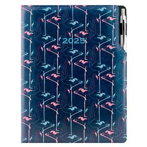 Kalendarz książkowy DESIGN tygodniowy A4 2025 CZ/SK polski - granatowy - Flamingo