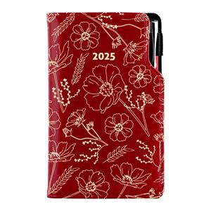 Kalendarz książkowy DESIGN tygodniowy A4 2025 polski - bordo - kwiaty