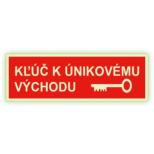 Kľúč k únikovému východu - fotoluminiscenčná tabuľka, plast 1 mm 150x50 mm