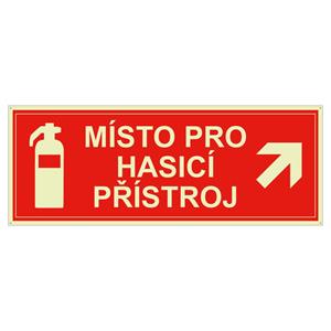 Místo pro hasicí přístroj - fotoluminiscenční tabulka s dírkami, plast 2 mm 210x80 mm