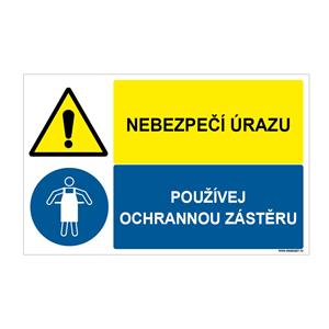 NEBEZPEČÍ ÚRAZU - POUŽÍVEJ OCHRANNOU ZÁSTĚRU, KOMBINACE, plast 1 mm, 95x60 mm