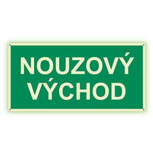 Nouzový východ - fotoluminiscenční tabulka s dírkami, plast 2 mm 200x100 mm