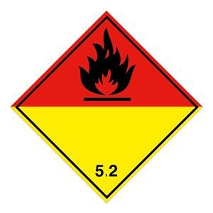 Organický peroxid nebezpečenstvo požiaru č 5.2, plast 2 mm,100x100 mm