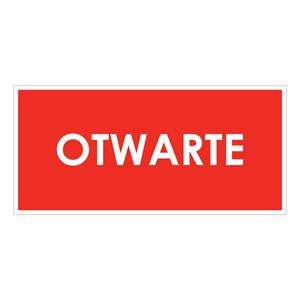 OTWARTE, naklejka 190x90 mm