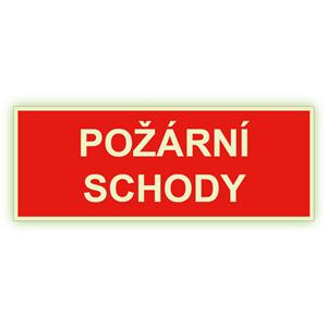 Požární schody - fotoluminiscenční tabulka, samolepka 210x80 mm