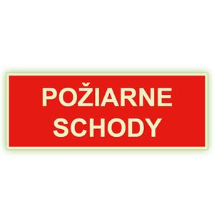 Požiarne schody - fotoluminiscenčná tabuľka, plast 2 mm 210x80 mm