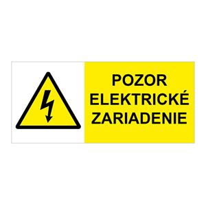 Pozor Elektrické zariadenie! - bezpečnostná tabuľka, samolepka 90 x 40 mm