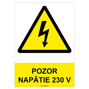 Pozor, napätie 230 V - bezpečnostná tabuľka, plast 0,5 mm - A4