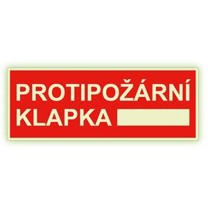 Protipožární klapka - fotoluminiscenční tabulka, plast 2 mm 210x80 mm