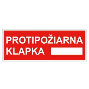 Protipožiarna klapka - bezpečnostná tabuľka, samolepka 210x80 mm