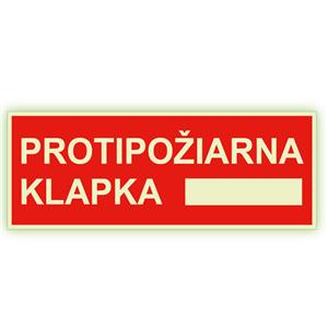 Protipožiarna klapka - fotoluminiscenčná tabuľka, plast 1 mm 210x80 mm