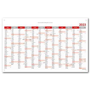 Ścienna mapa planer 2023 CZ z oczkami na zawieszenie - 63 x 100 cm - czerwony