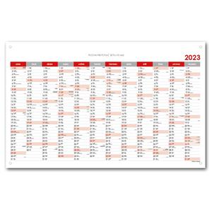 Ścienna mapa planer 2023 SK z oczkami na zawieszenie - 63 x 100 cm - czerwony