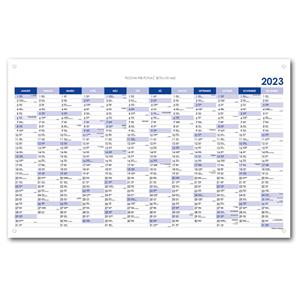 Ścienna mapa planer 2023 SK z oczkami na zawieszenie - 63 x 100 cm - niebieski