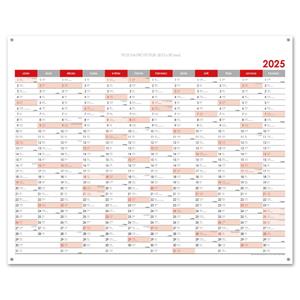 Ścienna mapa planer 2025 CZ z oczkami na zawieszenie - 100 x 80 cm - czerwony