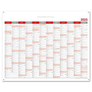 Ścienna mapa planer 2025 PL z oczkami na zawieszenie - 100 x 80 cm - czerwony