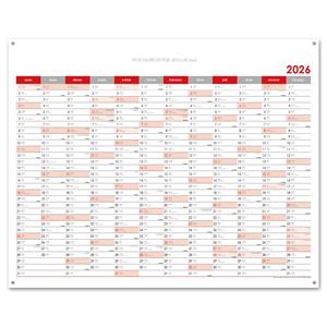 Ścienna mapa planer 2026 CZ z oczkami na zawieszenie - 100 x 80 cm - czerwony