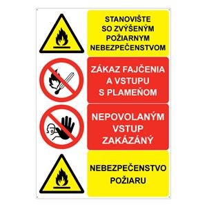 Stanovište so zvýšeným požiarnym nebezpečenstvom (štvorkombinácia),plast 2mm,148x210mm