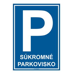 Súkromné parkovisko - bezpečnostná tabuľka, plast 2 mm, A4