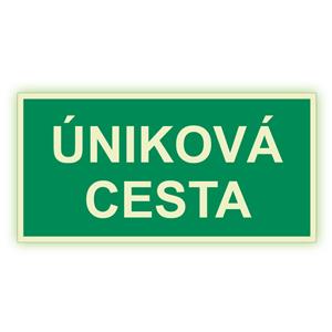 Úniková cesta - fotoluminiscenční tabulka, plast 1 mm 400x200 mm