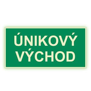 Únikový východ - fotoluminiscenčná tabuľka, plast 1 mm 300x150 mm