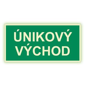 Únikový východ - fotoluminiscenční tabulka, plast 1 mm 200x100 mm