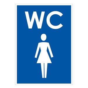 WC ŽENY, modrá, plast 2 mm 105x148 mm