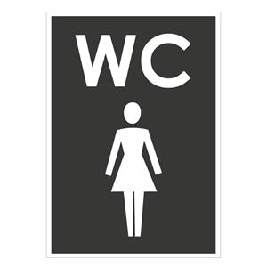 WC ŽENY, šedá, plast 1 mm 105x148 mm