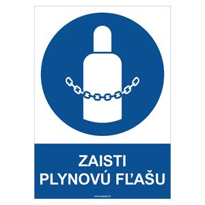 Zaisti plynovú fľašu - bezpečnostná tabuľka, plast 2 mm - A4