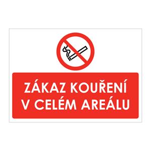 ZÁKAZ KOUŘENÍ V CELÉM AREÁLU, plast 1 mm, A4