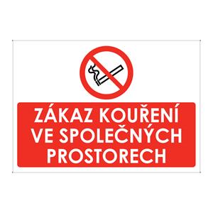 ZÁKAZ KOUŘENÍ VE SPOLEČNÝCH PROSTORECH, plast 2 mm s dírkami A5