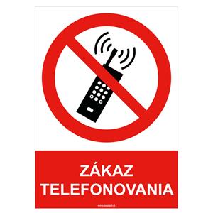 Zákaz telefonovania - bezpečnostná tabuľka , plast A5, 2 mm