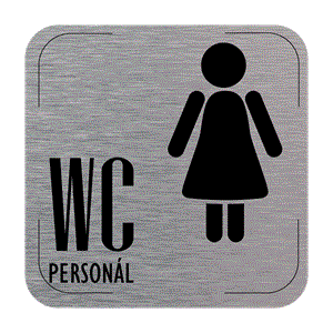 Znak drzwi - WC personál ženy, płyta aluminiowa, 80 x 80 mm